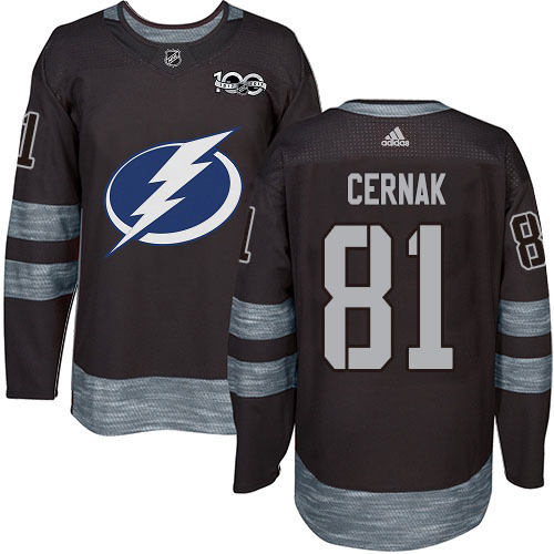 Adidas Tampa Bay Lightning Men #81 Erik Cernak Black 1917-2017 100th Anniversary Stitched NHL Jersey